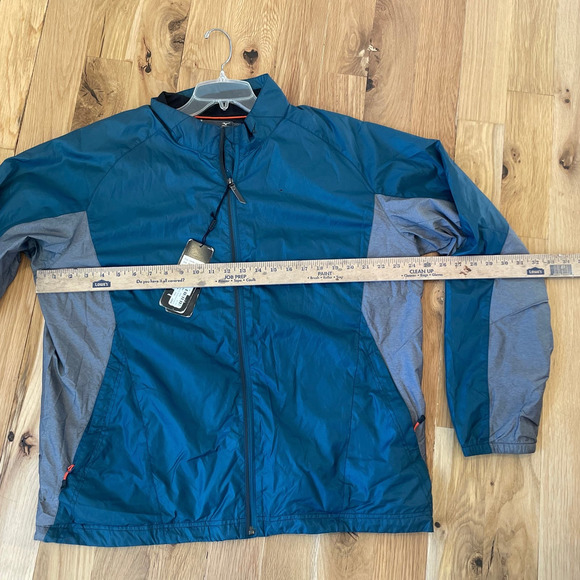 Mizuno Turquoise & Gray Windbreaker NWT Jacket sz Large‎ FLAW - Picture 6 of 7